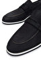 Men's Genuine Leather Black Nubuck Loafers - 4