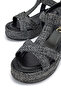 Women's Textile Black Straw Heeled Sandals - 4