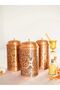 وعاء توابل نحاسي منقوش ومطرز، موديل طويل، لون نحاسي غير لامع، قطعة واحدة