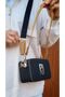 Justpolo Women's Black Brown Original Lacoste 3-Compartment Two-Strap Shoulder and Crossbody Bag