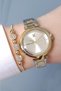 Gold/Metallic Steel Bracelet Women's Wrist Watch + Zircon Stone Bracelet