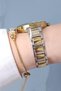 Gold/Metallic Steel Bracelet Women's Wrist Watch + Zircon Stone Bracelet - 2