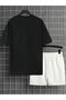 Me T-Shirt Shorts - Black White Top-Bottom Set Printed Shorts T-Shirt Outfit Crew Neck - 3