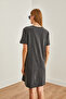 Women's Anthracite Crew Neck Washed Combed Cotton Dress Elb- 19002210 - 7