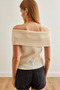 Ecru Madonna Collar Ribbed Knitwear Summer Blouse - BLZ-19002697 - 6