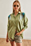 Women's Moss Green Leaf Sequin Detail Woven Shirt GML-19001226 - 4
