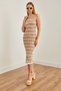 Women's Stone Halter Neck Zigzag Unlined Summer Knitwear Dress Elb- 19002204 - 2