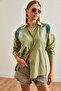 Women's Moss Green Leaf Sequin Detail Woven Shirt GML-19001226 - 3