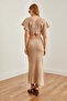 Stone Color V-Cut Blouse and Skirt Set - TKM-19000295 - 8
