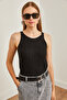 Women's Black Geometric Patterned Fine Knit Blouse BLZ-19002685 - 2