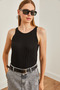 Women's Black Geometric Patterned Fine Knit Blouse BLZ-19002685 - 3
