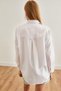 Women's White Leaf Sequin Detail Woven Shirt GML-19001226 - 2