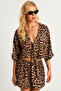 Women's Camel-Black Leopard Shorts Set Gç170 - 7