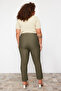 Plus Size Khaki Cigarette Pants - Fleto Pocket, Fabric TBBAW23AR00015 - 6