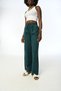 WOMEN'S COMFORTABLE CUT KNEE BOTTOM PETROL COLOR TROUSERS - 4