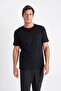 Regular Fit Crew Neck Embroidered Short Sleeve Black T-Shirt C4134Ax24Sm - 3