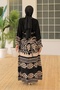 Black Viscose Dress - Leaf Pattern, Woven 986 - 4