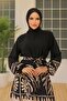 Black Viscose Dress - Leaf Pattern, Woven 986 - 5
