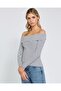 Navy striped white bardot women's t-shirt - 5