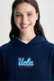Azealıa Navy Blue Hooded Printed Standard Women's Sweatshirt - 2