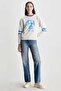 ROISIN Beige Crew Neck Printed Loose Fit Women's Sweatshirt - 3