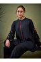 Floral Embroidered Sleeve Mandarin Collar Shirt & Pants Co-Ord - 2