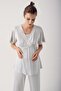 Polka Dot Short Sleeve Lycra Viscose Maternity Pajamas Set 14206 - 2
