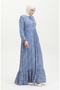 Indigo Patterned Viscose Dress - 81865-03 - 5