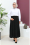 Black Large Size Sandy Striped Skirt - 1745-03 - 3