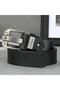 Belt Leather Black Metal Buckle Stylish Italian Belt