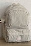 Unisex Beige Backpack School Bag Laptop and Travel Bag Waterproof with Amigurumi Teddy Bear - 4