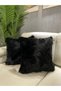 Plush Throw Pillow Cover Square - black - 2