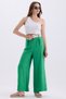 Women's Belted Waist Elastic Wide Leg Linen Blended Loose Summer Trousers - 2
