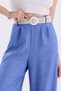 Women's Belted Waist Elastic Wide Leg Linen Blended Loose Summer Trousers - 3