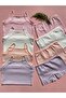 Corduroy Fabric Girls' 4-Piece Set with Rope Straps, Cotton Undershirt and Shorts