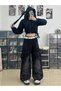 Street Style Cargo Pocket Star Black Jeans - 4