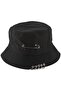 Mood Unisex Black K-pop Bucket Hat with Piercing and Safety Pin Model - 2