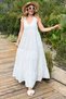 Women's White Lacing Detailed Strappy Lined Scallop Dress
