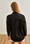 Women's Black Leaf Sequin Detail Woven Shirt GML-19001226 - 2