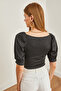 Black Watermelon Sleeve Crop Women's Blouse - BLZ-19002691 - 7