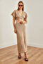 Stone Color V-Cut Blouse and Skirt Set - TKM-19000295 - 6