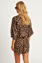 Women's Camel-Black Leopard Shorts Set Gç170 - 8