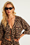 Women's Camel-Black Leopard Shorts Set Gç170 - 6