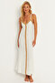 Women's Ecru Accessories Wrapped Midi Beach Dress Ey2839 - 5