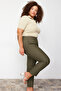 Plus Size Khaki Cigarette Pants - Fleto Pocket, Fabric TBBAW23AR00015 - 3
