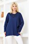 Women's Blue Lycra Long Sleeve Front Patterned Mother's Combed Cotton Blouse Special Mother's Day - 7