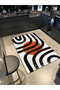 Orange Black Stripes Themed Patterned Modern Decorative Carpet and Washable Carpet Miravip9593 - 2