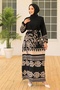 Black Viscose Dress - Leaf Pattern, Woven 986 - 3