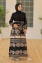 Black Viscose Dress - Leaf Pattern, Woven 986