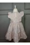 Girl's White Mini Floral Print Summer Dress with Ruffles and Backless, Backless Design - 4